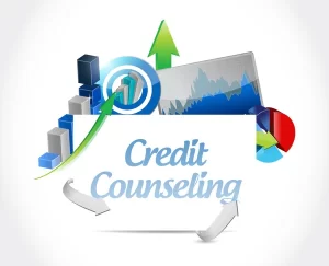 Credit Counseling with arrows and buildings